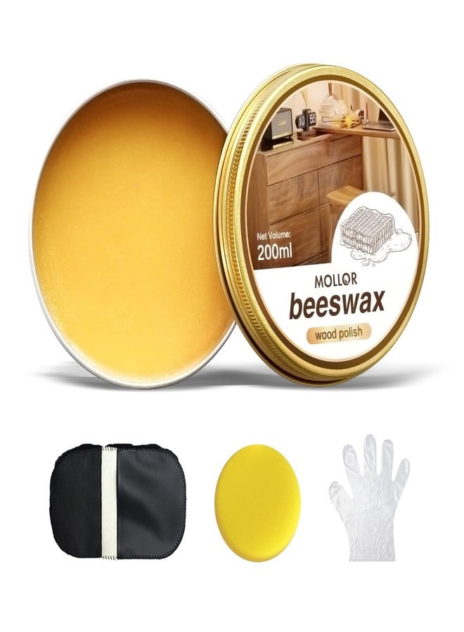 MOLLOR Non-Toxic Wood Wax for Furniture - 100% Natural Chalk Paint Wax for Sealing & Protecting Painted and Raw Wood Surfaces, Wooden Floors & More - Clear Protective Finish, 7 Oz (Includes Tools) - Image 1
