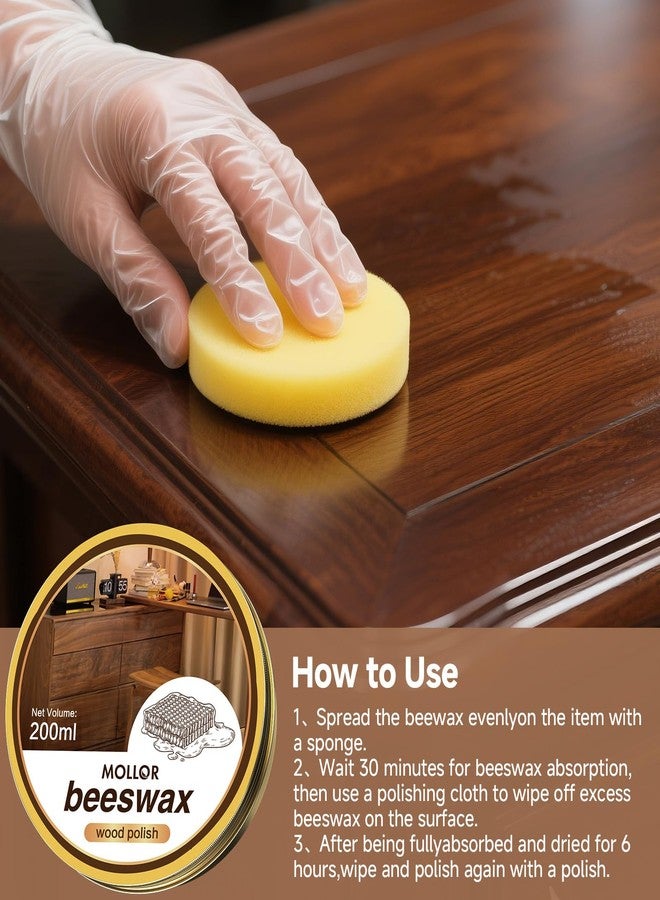 MOLLOR Non-Toxic Wood Wax for Furniture - 100% Natural Chalk Paint Wax for Sealing & Protecting Painted and Raw Wood Surfaces, Wooden Floors & More - Clear Protective Finish, 7 Oz (Includes Tools) - Image 5