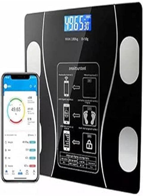 Terryshop74 Professional Black Personal Scale Bluetooth Impedentiometric Digital Personal Weight Scale with App – Body Weight Measurement BMI