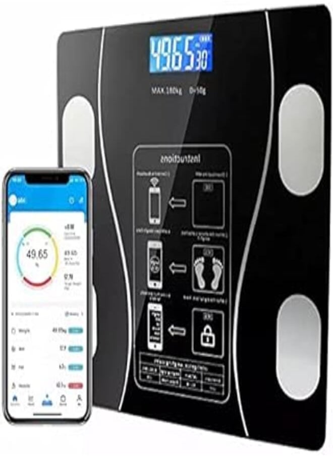 Generic - Terryshop74 Professional Black Personal Scale Bluetooth Impedentiometric Digital Personal Weight Scale with App – Body Weight Measurement BMI - Image 1
