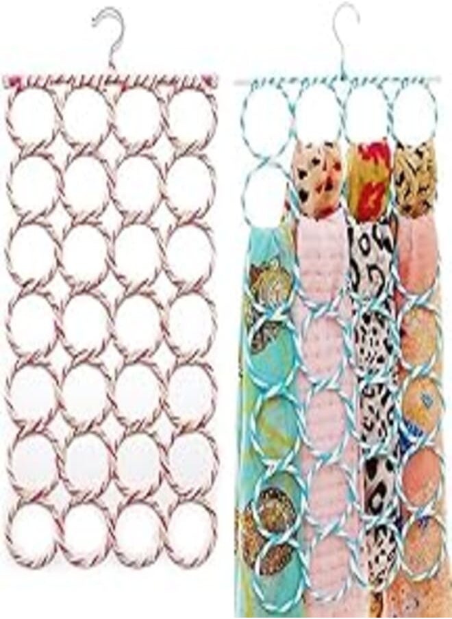 OR - 28 Rings Rattan Weave, Durable, Foldable, Multi-use Organizer Scarf Shawl Display Hanger - Image 1