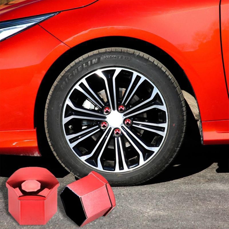 19mm Red Car Hub Nut Covers Anti Theft Waterproof Dustproof Protection Cap with Remover Tool - Image 3