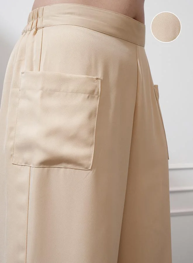Tokyo Talkies Tokyo Talkies Mid Rise Wide Leg Trousers with Pockets