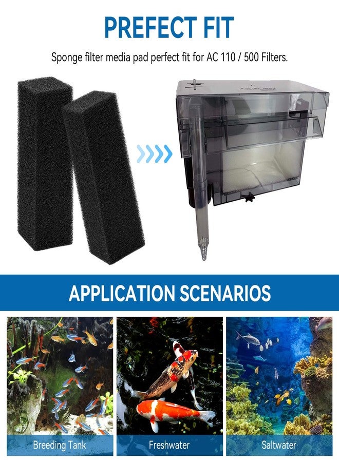 KEYDINHT Aquarium Bio Sponge Fitler Media, Replacement Foam Insert Aquarium Filter Foam Sponges Fit For Fish Tanks, Ponds Filter, Sump, Canister, Power Filter - Fit For Ac 110 / 500 Filters, 30 PPI(2 PCS) - Image 2
