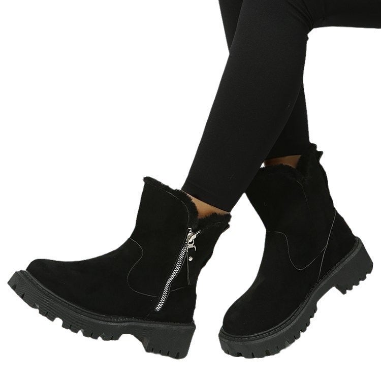 Snow Boots Women'S Trendy 2023 Winter New Mid-Calf Fleece-Lined Thick Warm Cotton-Padded Shoes Fur Integrated Winter Women'S Boots - Image 5