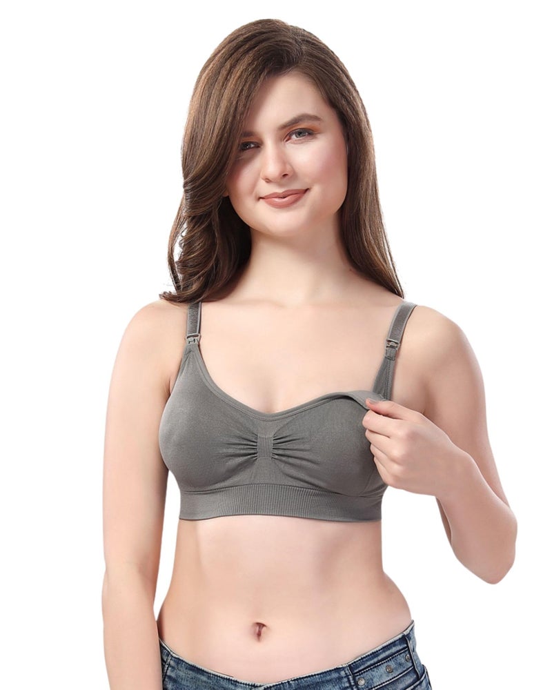 Fabme Women's Non-Wired Nursing Bra (BR0278_Grey_X-Large) - Image 1