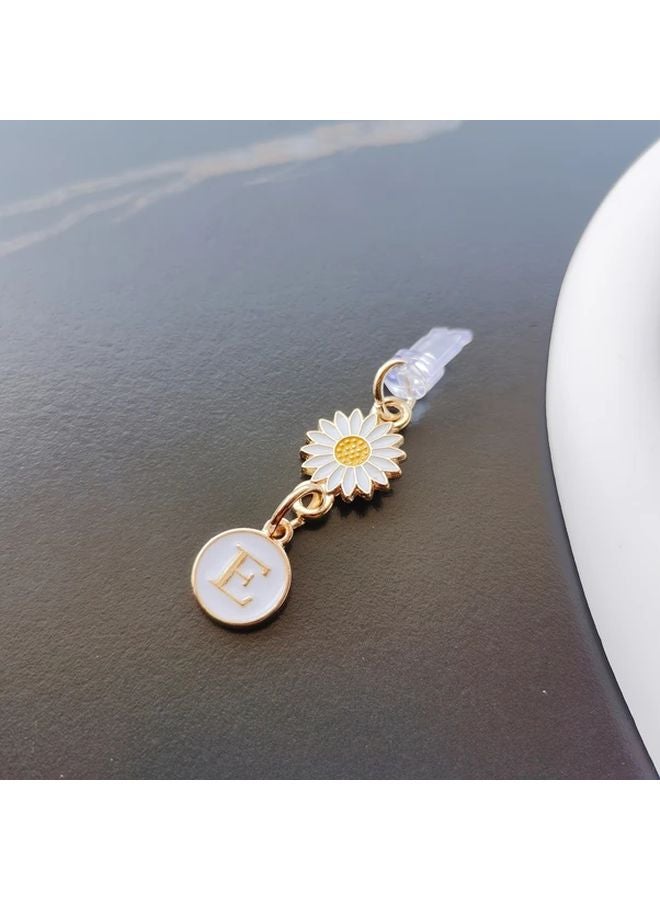 Creative Daisy Sunflower Letter E Phone Dust Plug Pendant for iPhone Interface: - Image 1
