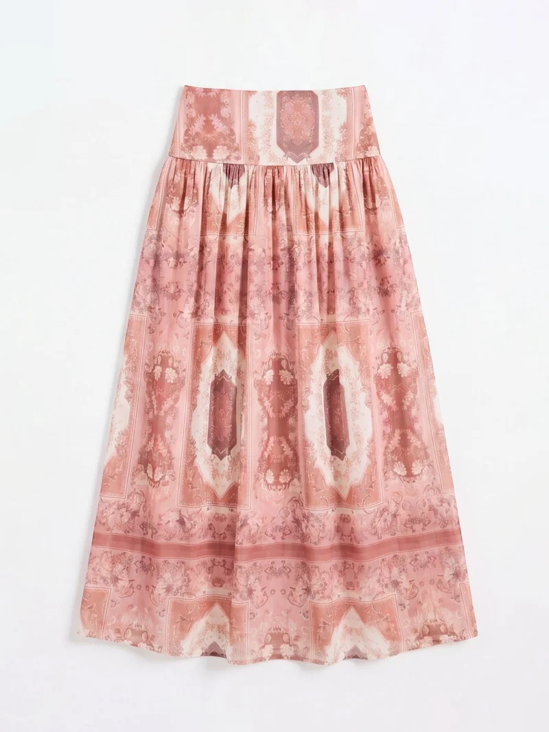 هيكاب Patterned High Waist Midi Skirt