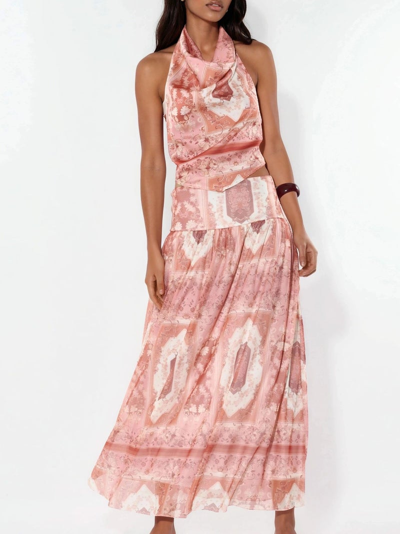 HICCUP Patterned High Waist Midi Skirt - Image 5