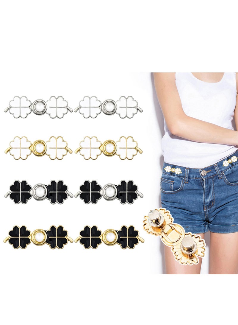Excefore Pant Waist Tightener, 8 Set 4 Style Jean Button Pins No Sewing Required Pants Clips for Waist, Adjustable Waist Buckle Extender, or Loose Pants, Jeans and Dress, Jean Button Pins - Image 1