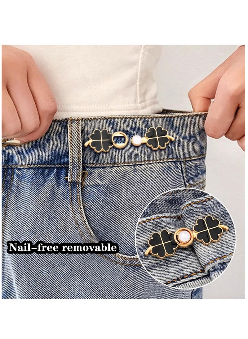 Excefore Pant Waist Tightener, 8 Set 4 Style Jean Button Pins No Sewing Required Pants Clips for Waist, Adjustable Waist Buckle Extender, or Loose Pants, Jeans and Dress, Jean Button Pins - Image 3