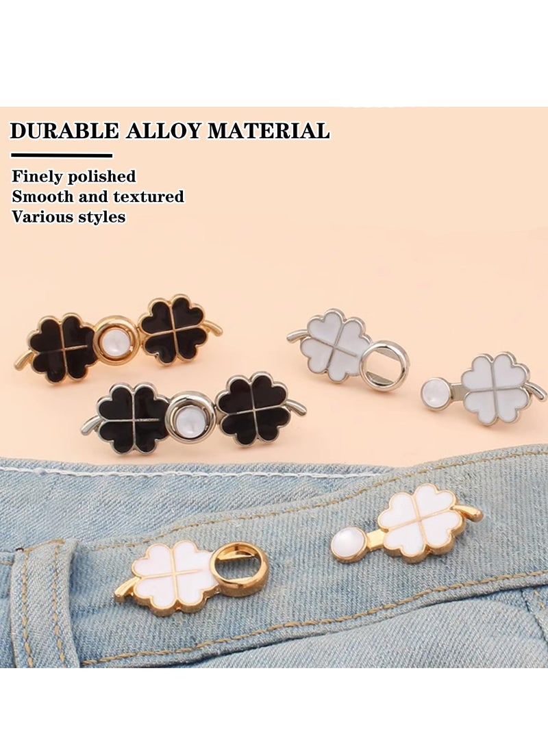 Excefore Pant Waist Tightener, 8 Set 4 Style Jean Button Pins No Sewing Required Pants Clips for Waist, Adjustable Waist Buckle Extender, or Loose Pants, Jeans and Dress, Jean Button Pins - Image 2