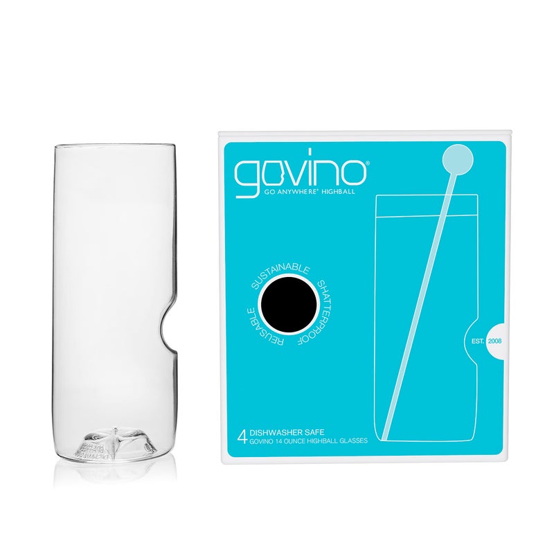 govino 14oz Dishwasher Safe Highball Glasses Set of 4