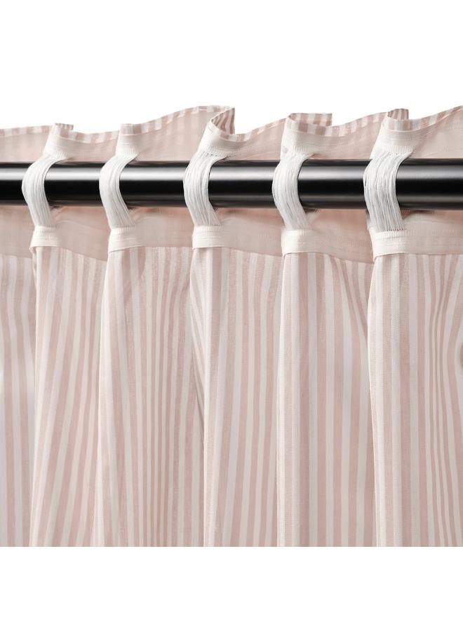 erorex Curtains, 1 pair, with heading tape/white/beige striped, 120x300 cm - Image 5