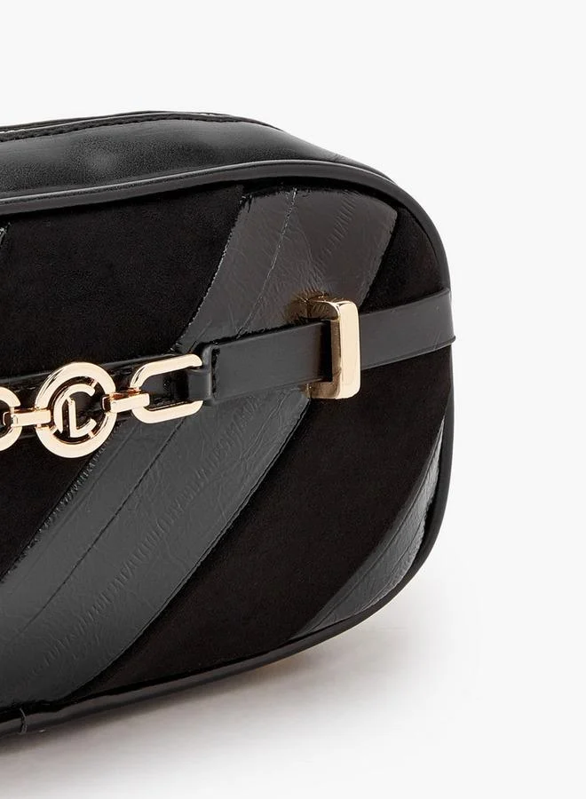 Le Confort BLACK Striped Crossbody Bag With Zip Closure for Women | Best Price UAE