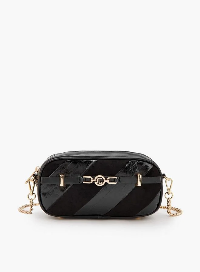 Striped Crossbody Bag With Zip Closure