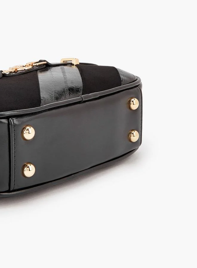 Le Confort BLACK Striped Crossbody Bag With Zip Closure for Women | Best Price UAE