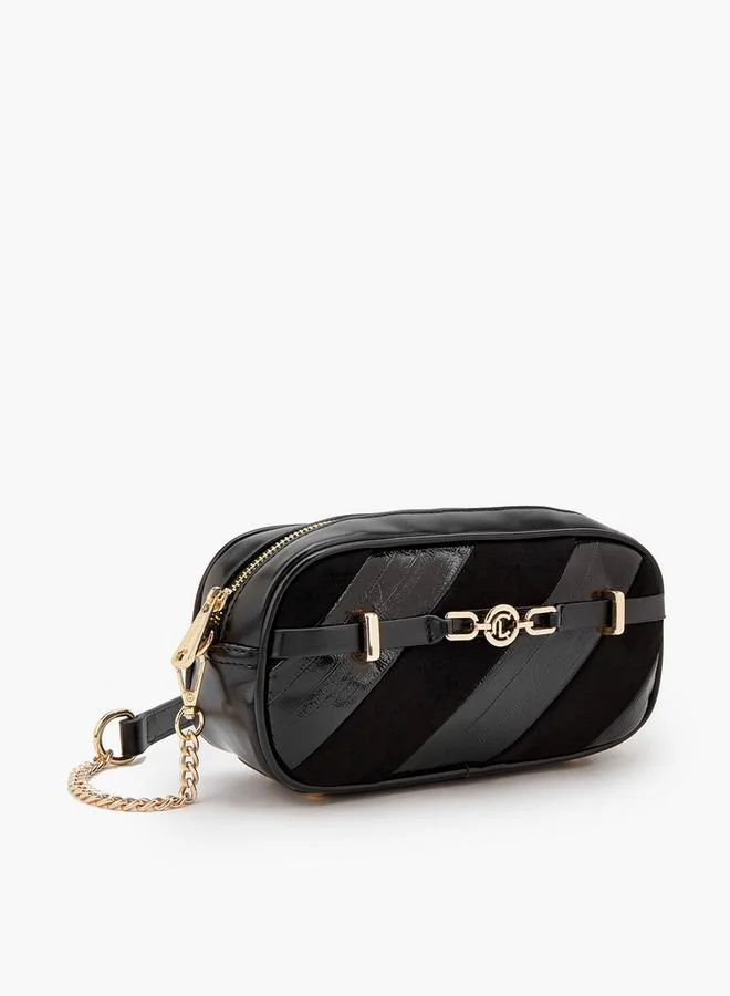 Le Confort BLACK Striped Crossbody Bag With Zip Closure for Women | Best Price UAE
