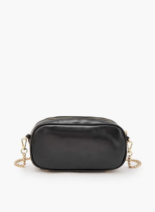 Le Confort BLACK Striped Crossbody Bag With Zip Closure for Women | Best Price UAE
