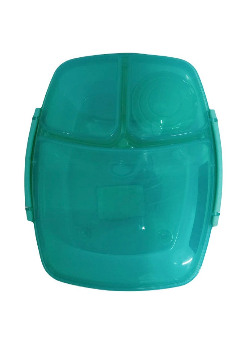 Sistema Triple Split Lunch Box with Yogurt Pot 2L Green, BPA Free Compartment Lunch Container for Meal Prep, Salad, Snacks & School or Office Lunch Storage, Made in New Zealand - Image 5