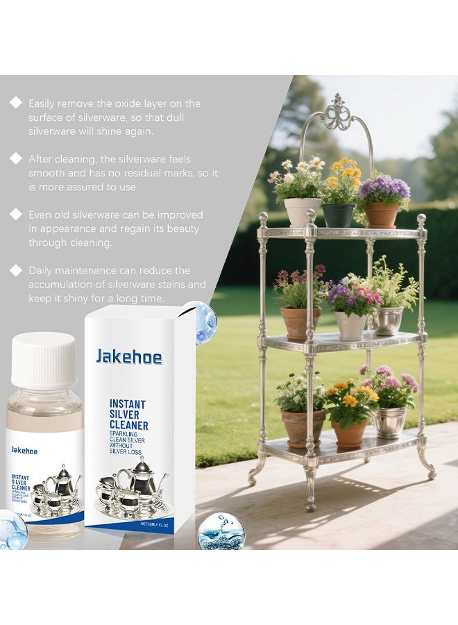 Jakehoe Instant Silver Cleaner, Instant Silver Cleaner For Home & Kitchen Use, Instant Silver Cleaner Without Silver Loss (Silver Polish) 30ML - Image 3