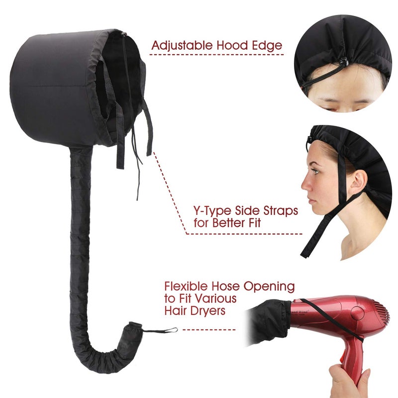 Segbeauty Bonnet Hooded Hair Dryer Attachment, Larger Adjustable Deep Conditioning Cap for Fast Hair Drying with Elastic Band for Fixing Free, Hair Curling Nursing Oil Treat-Ment SPA Steamer Cap - Image 4