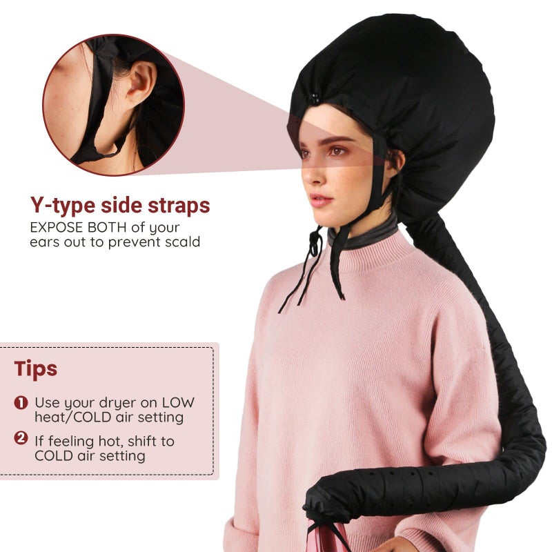 Segbeauty Bonnet Hooded Hair Dryer Attachment, Larger Adjustable Deep Conditioning Cap for Fast Hair Drying with Elastic Band for Fixing Free, Hair Curling Nursing Oil Treat-Ment SPA Steamer Cap - Image 2