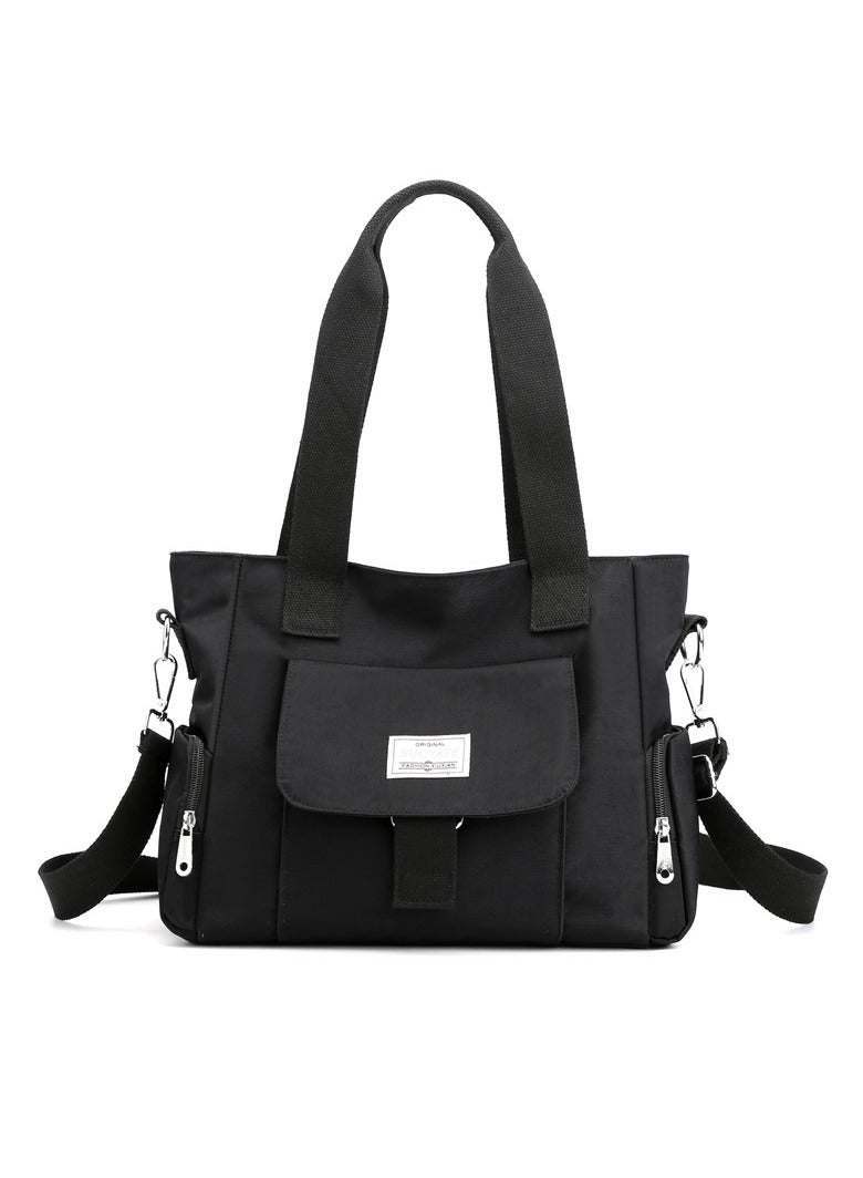New Casual Canvas European and American Women's Shoulder Bag Solid Color Trendy Women's Bag Handbag - Image 1