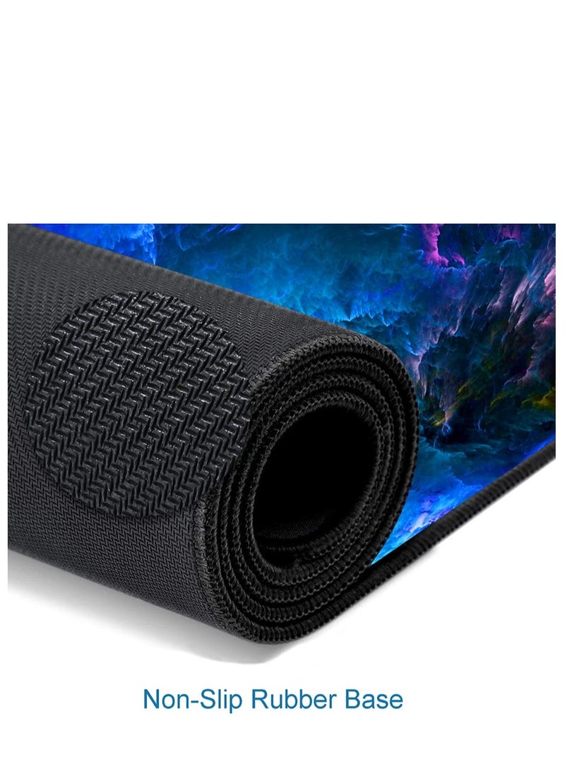SYOSI Large Mouse Pad, Big Gaming Mouse Pad with Stitched Edges, Waterproof and Non-Slip Desk Mat, XXL Extended Keyboard Pad for Home Office Accessories (31.5x11.8inch, Dazzling Galaxy) - Image 2