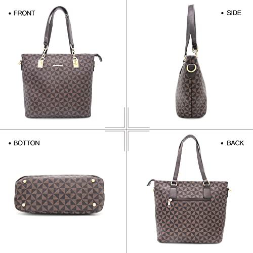 2E-youth Designer Purses And Handbags For Women Satchel Shoulder Bag Tote Bag For Work Clutch Purses (5pcs brown) - Image 3