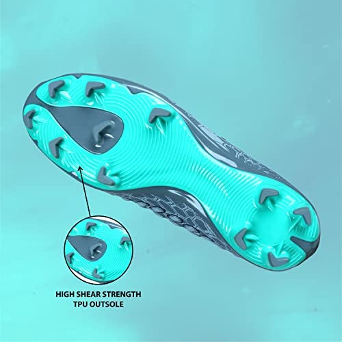 Nivia Reptile Football Shoes for Men/Sports and Athletic Footwear with Bolt Mesh Upper/Comfortable Football Shoes (Grey/Green) UK-11 - Image 4