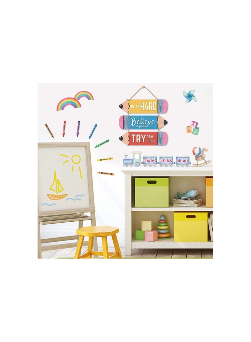 UP TO DATE Wooden Pencil-Shaped Wall Signs – Set of 3 Motivational Wooden Wall Décor with Positive Quotes for Classroom & School - Image 3