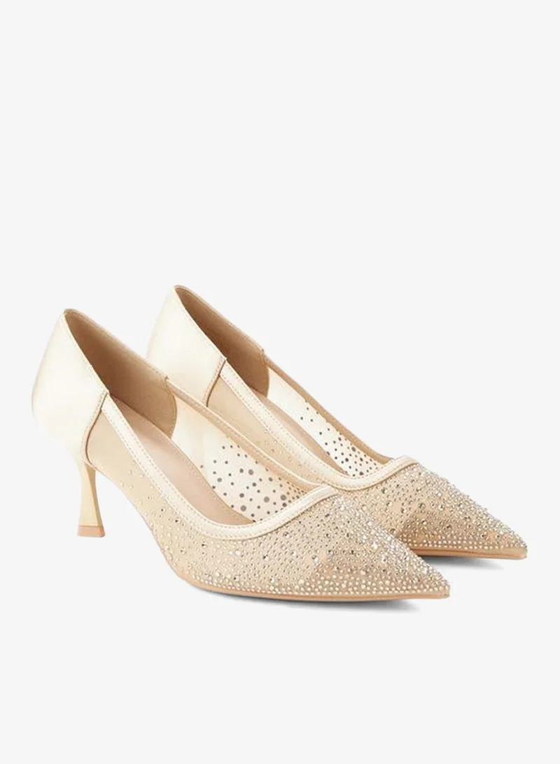 Paprika Women Embellished Flared Heel Pumps