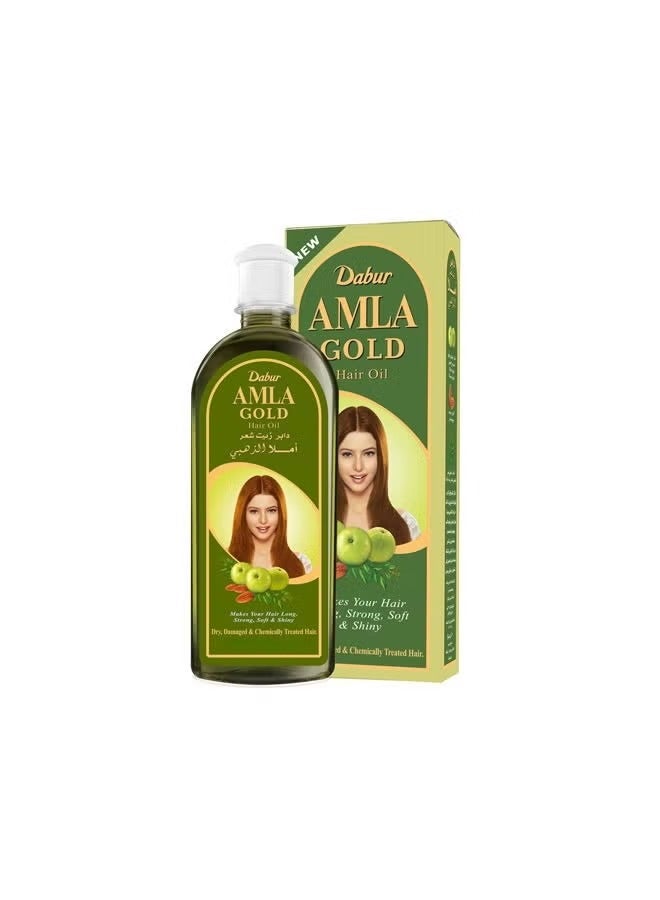 Dabur Amla Gold Hair Oil | with Almond & Henna | Promotes Hair Growth For Dry | Damaged & Chemically Treated Hair 180 ML (packaging may vary)