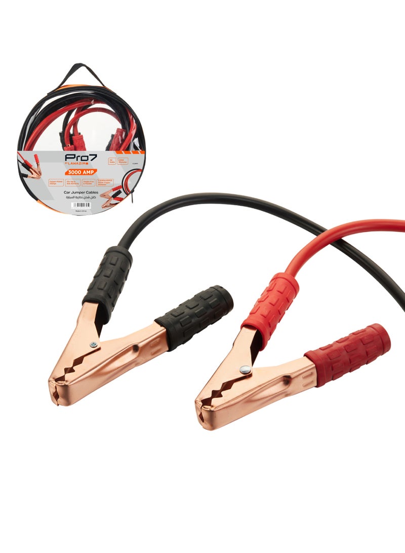 LAWAZIM Pro7 Car Jumper Cables - 3000Amp - 3m / 9.84ft - 6 Gauge Heavy Duty Automotive Booster Cables for Jump Starting Dead or Weak Car Batteries, with Secure Clamps for Cars, SUVs & Trucks - Image 1