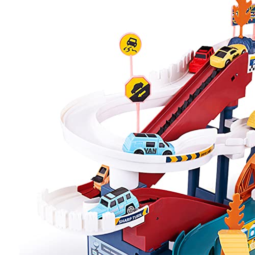 Juqic Toy Car Ramp Track Dinosaur Climbing Hills Railcar Colorful Vehicles Construction Play Set with 12 Mini Racer Cars and Track for Preschool Gifts Kids Ages 3 Years and Older (Dinosaur Hill) - Image 4