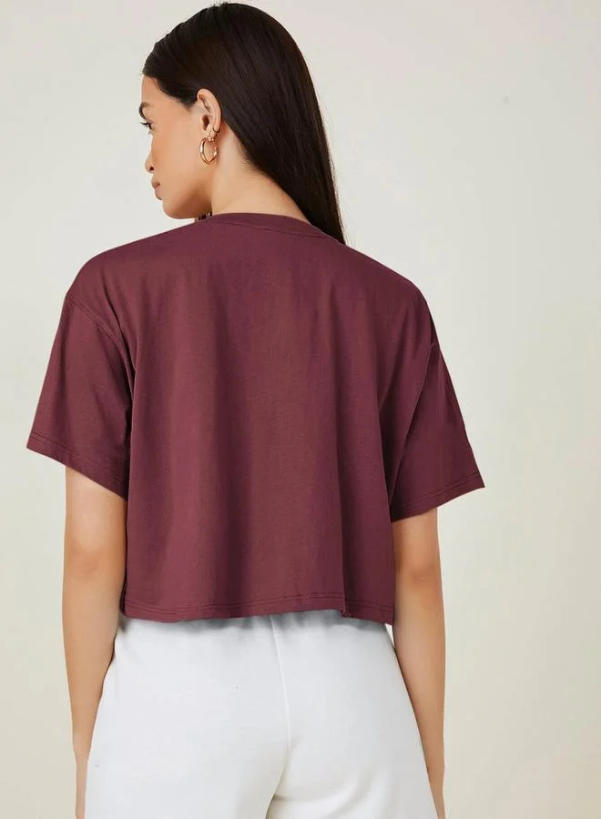 كوتي تيشيرت قصير أوفرسايز بأكمام قصيرة من كوتي