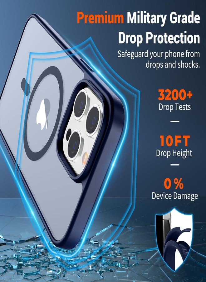 استلق جراب SUPFINE المغناطيسي لهاتف iPhone 12 Pro Max (متوافق مع MagSafe) (حماية من السقوط من ارتفاع 3 أمتار وفقًا للمعايير العسكرية) جراب نحيف شفاف غير لامع مقاوم للصدمات ومضاد لبصمات الأصابع، لون أزرق داكن - Image 3