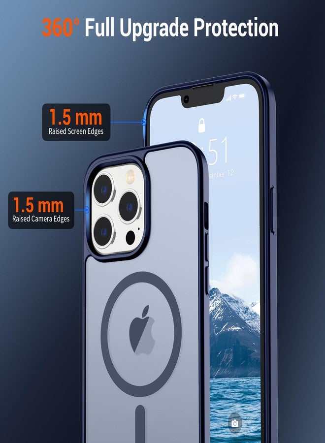 استلق جراب SUPFINE المغناطيسي لهاتف iPhone 12 Pro Max (متوافق مع MagSafe) (حماية من السقوط من ارتفاع 3 أمتار وفقًا للمعايير العسكرية) جراب نحيف شفاف غير لامع مقاوم للصدمات ومضاد لبصمات الأصابع، لون أزرق داكن - Image 4