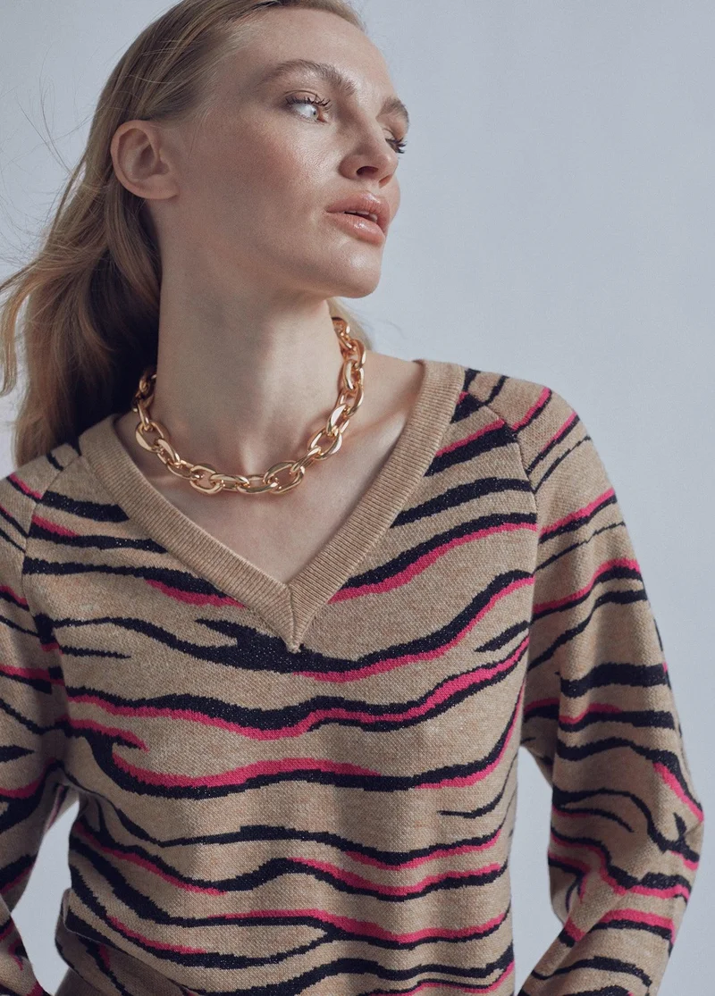 Lola Casademunt V-neck animal print sweater