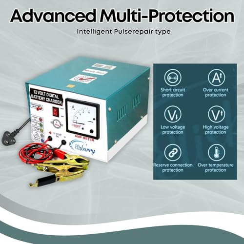 ELISBURRY Heavy Duty Volt Amp Battery Charger for Car & Bike - Auto Cut, Compatible with 4AH to 220AH Batteries, Perfect as a Reliable Car and Bike Battery Charger (8 AMP) - Image 3