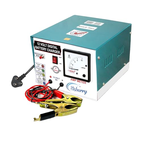 ELISBURRY Heavy Duty Volt Amp Battery Charger for Car & Bike - Auto Cut, Compatible with 4AH to 220AH Batteries, Perfect as a Reliable Car and Bike Battery Charger (8 AMP) - Image 1