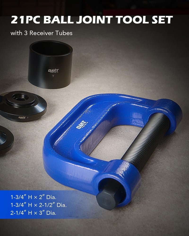 Orion Motor Tech Ball Joint Press Kit, 21pc Master Ball Joint Removal Tool, Upper and Lower Ball Joint Remover with C Frame, Heavy Duty Brake Anchor Pin U Joint Ball Joint Press Tool for 2WD 4WD Cars - Image 2