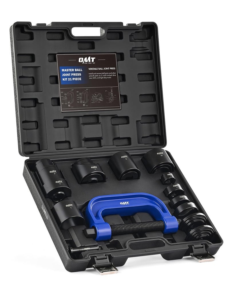 Orion Motor Tech Ball Joint Press Kit, 21pc Master Ball Joint Removal Tool, Upper and Lower Ball Joint Remover with C Frame, Heavy Duty Brake Anchor Pin U Joint Ball Joint Press Tool for 2WD 4WD Cars - Image 1