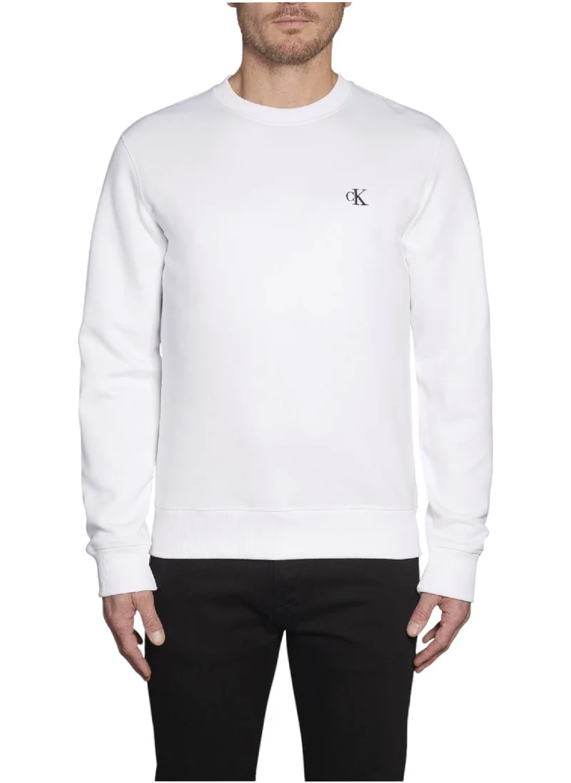 Calvin Klein Jeans Men's Fleece Sweatshirt - Cotton Blend, White