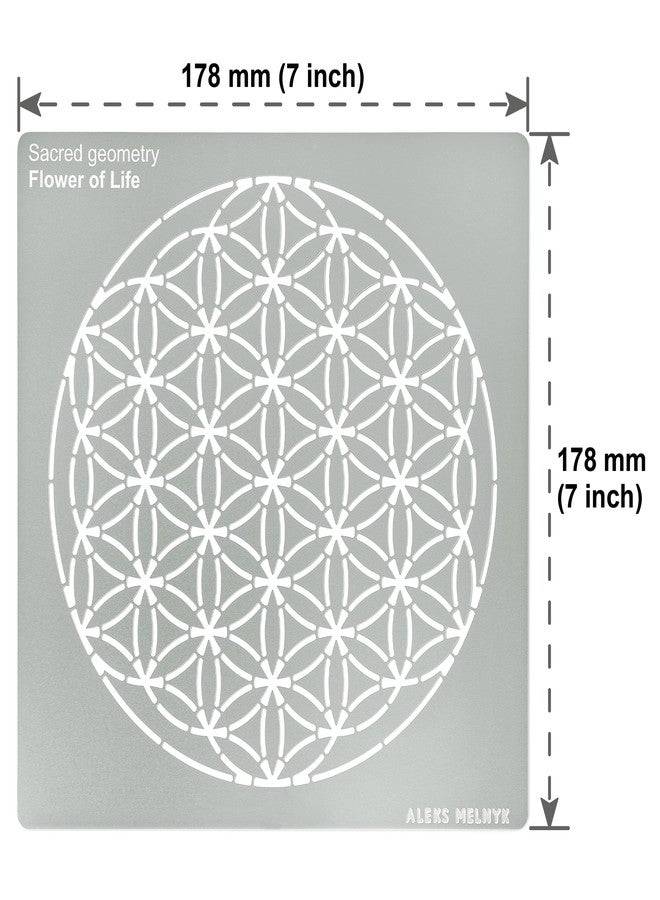 Aleks Melnyk No.488 Metal Stencils, Sacred Geometry Figures, Flower of Life Version, 64 Tetrahedron, Seed of Life, 3 PCS, Template for Wood Burning, Engraving - Image 2