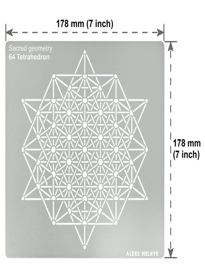 Aleks Melnyk No.488 Metal Stencils, Sacred Geometry Figures, Flower of Life Version, 64 Tetrahedron, Seed of Life, 3 PCS, Template for Wood Burning, Engraving - Image 4