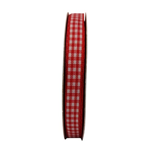 Micomon Red and White Gingham Ribbon 25 Yards Each Roll 100% Polyester (3/8", red) - Image 3