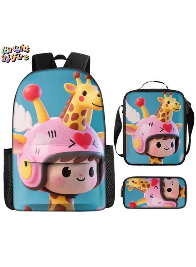 Bright Li Fire Fashion is unlimited! Cartoon bag three-piece set, suitable for a variety of scenes for students and teenagers (available for students, children, friends on outings, mountain climbing, schooling, etc.) - 103 - Image 1