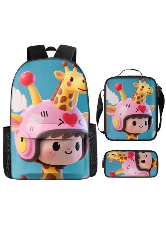 Bright Li Fire Fashion is unlimited! Cartoon bag three-piece set, suitable for a variety of scenes for students and teenagers (available for students, children, friends on outings, mountain climbing, schooling, etc.) - 103 - Image 2